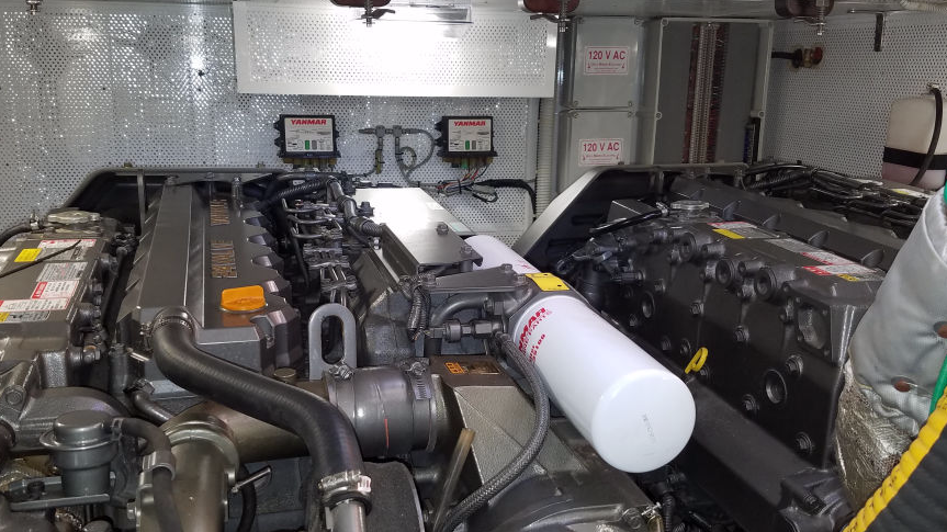 Yanmar 6LPA-STP2 twin engines in engine room